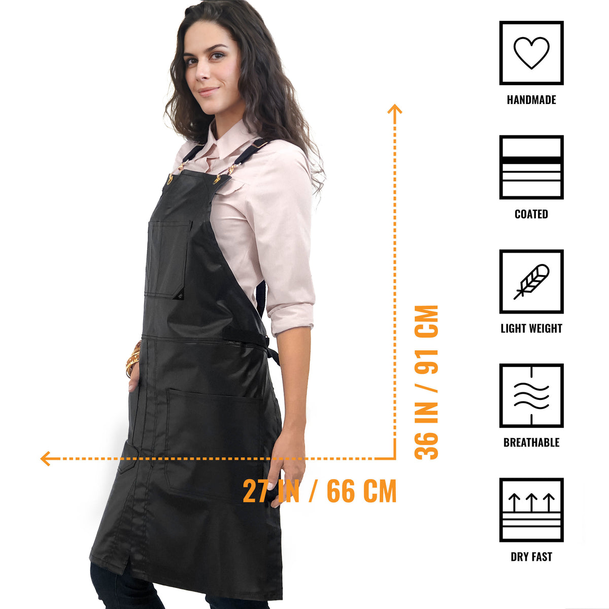 Salon Apron - CrossBack, Water Resistant, Adjustable, SplitLeg - Hairstylist, Barber, Shop - Under NY Sky
