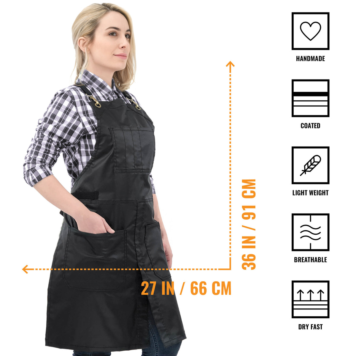 Salon Apron - CrossBack, Water Resistant, Adjustable, SplitLeg - Hairstylist, Barber, Shop - Under NY Sky