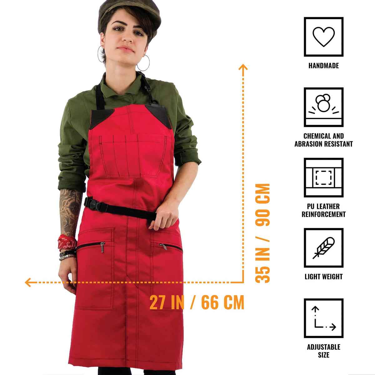 Barber Apron - Water &amp; Chemical Proof, Zip Pocket, Buckle Closure - Hairstylist, Colorist, Salon - Under NY Sky