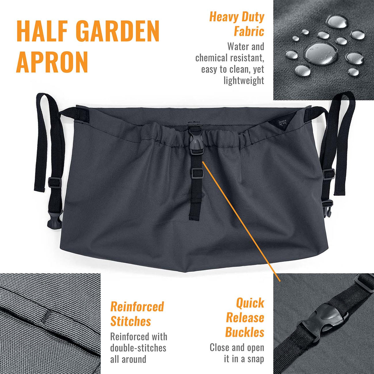 Gardening Half Apron – Harvest Pouch, Pockets, Loops, Cross-back Straps, Water-Resistant, Adjustable for Men &amp; Women -  Under NY Sky