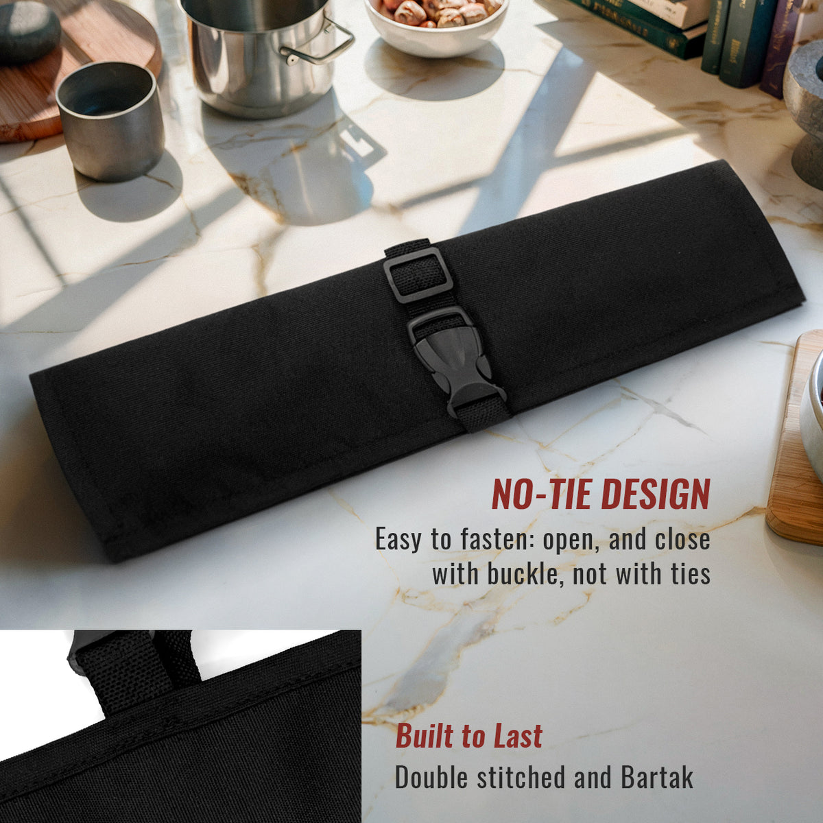 Knife Roll Case - 1 to 6 Slots - Oxford Canvas Pouch, Leather Reinforced - Portable for Cooking Tools, Utensils, Cutlery Knives -  Under NY Sky