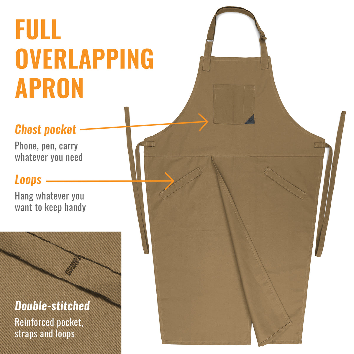 Pottery Apron - Full Cover Split-Leg, Towel Loops - for Ceramic Wheel Throwing, DIY, Painting, Potters and Clay Artists -  Under NY Sky