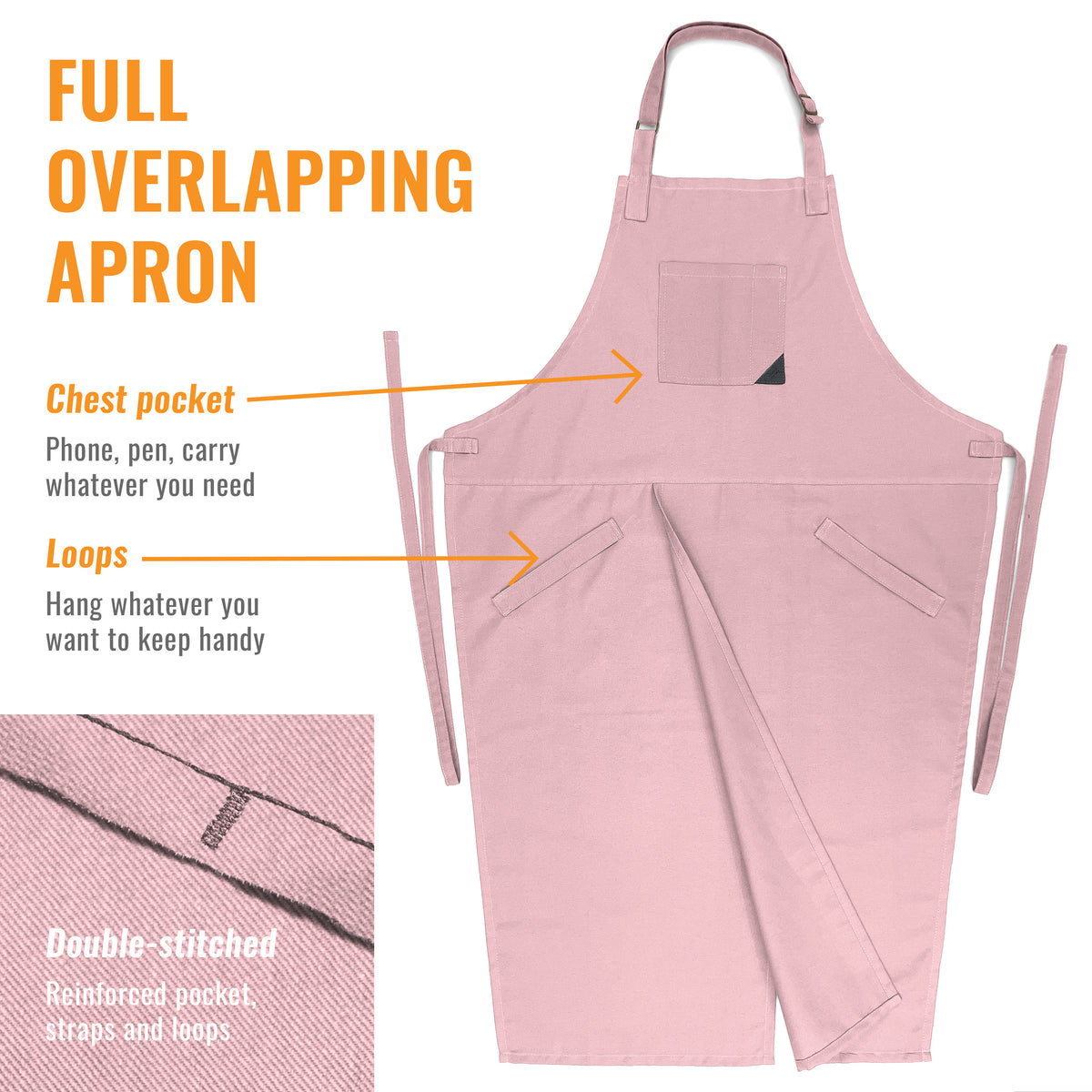Pottery Apron - Full Cover Split-Leg, Towel Loops - for Ceramic Wheel Throwing, DIY, Painting, Potters and Clay Artists