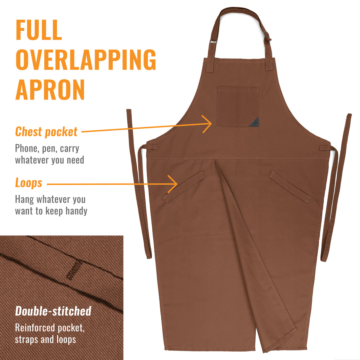 Pottery Apron - Full Cover Split-Leg, Towel Loops - for Ceramic Wheel Throwing, DIY, Painting, Potters and Clay Artists