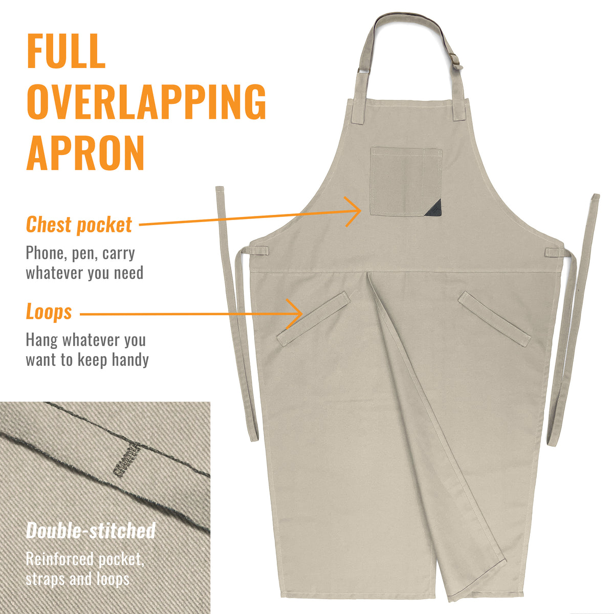 Pottery Apron - Full Cover Split-Leg, Towel Loops - for Ceramic Wheel Throwing, DIY, Painting, Potters and Clay Artists -  Under NY Sky
