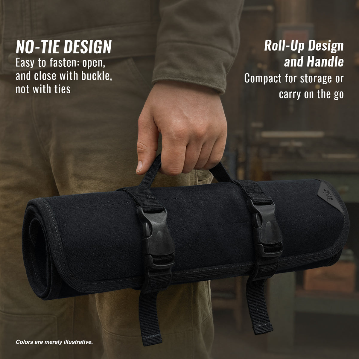 Tool Roll Organizer, Oxford Canvas, Heavy-Duty Wrench Bag, Hand Tool Pouch - Mechanics, Electricians - Under NY Sky