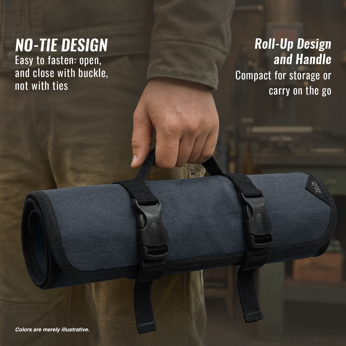 Tool Roll Organizer, Oxford Canvas, Heavy-Duty Wrench Bag, Hand Tool Pouch - Mechanics, Electricians - Under NY Sky