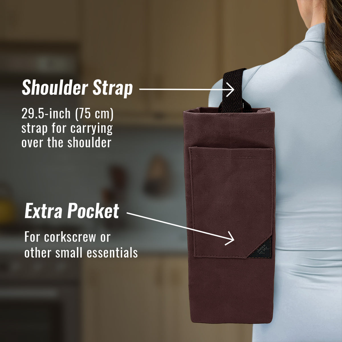 Wine Tote Bag, Portable Canvas Carrier w/ Shoulder Strap, Lightweight, Wine Gift for Travel &amp; Picnic -  Under NY Sky