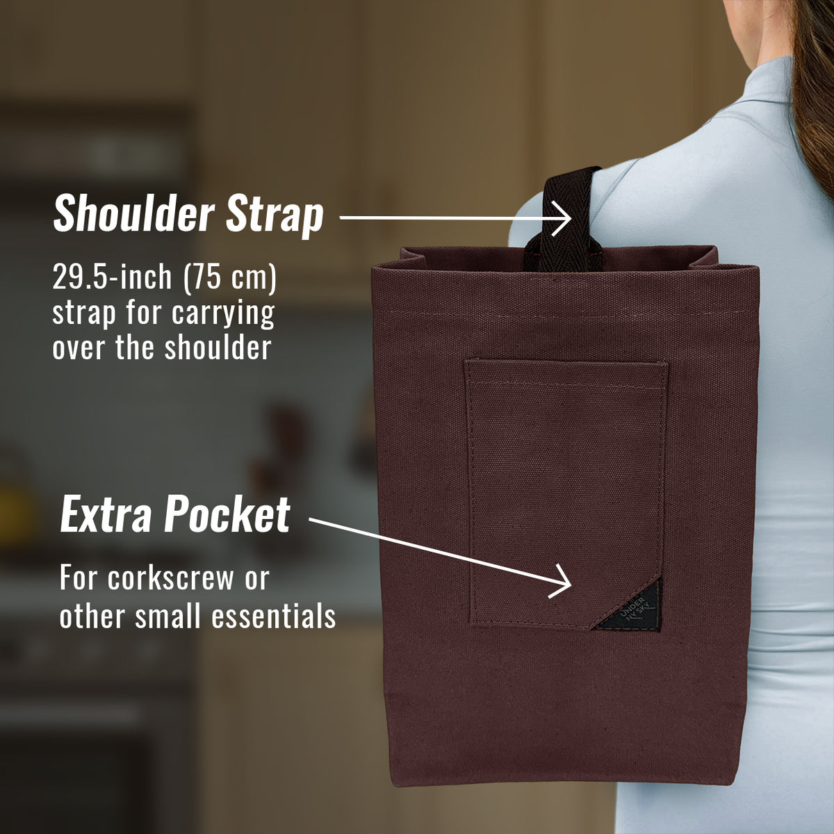 Wine Tote Bag, Portable Canvas Carrier w/ Shoulder Strap, Lightweight, Wine Gift for Travel &amp; Picnic -  Under NY Sky
