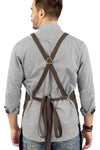 Work Apron - Professional Denim & Twill, Leather Trim, CrossBack, Chef, Bartender, Shop, Server - Under NY Sky