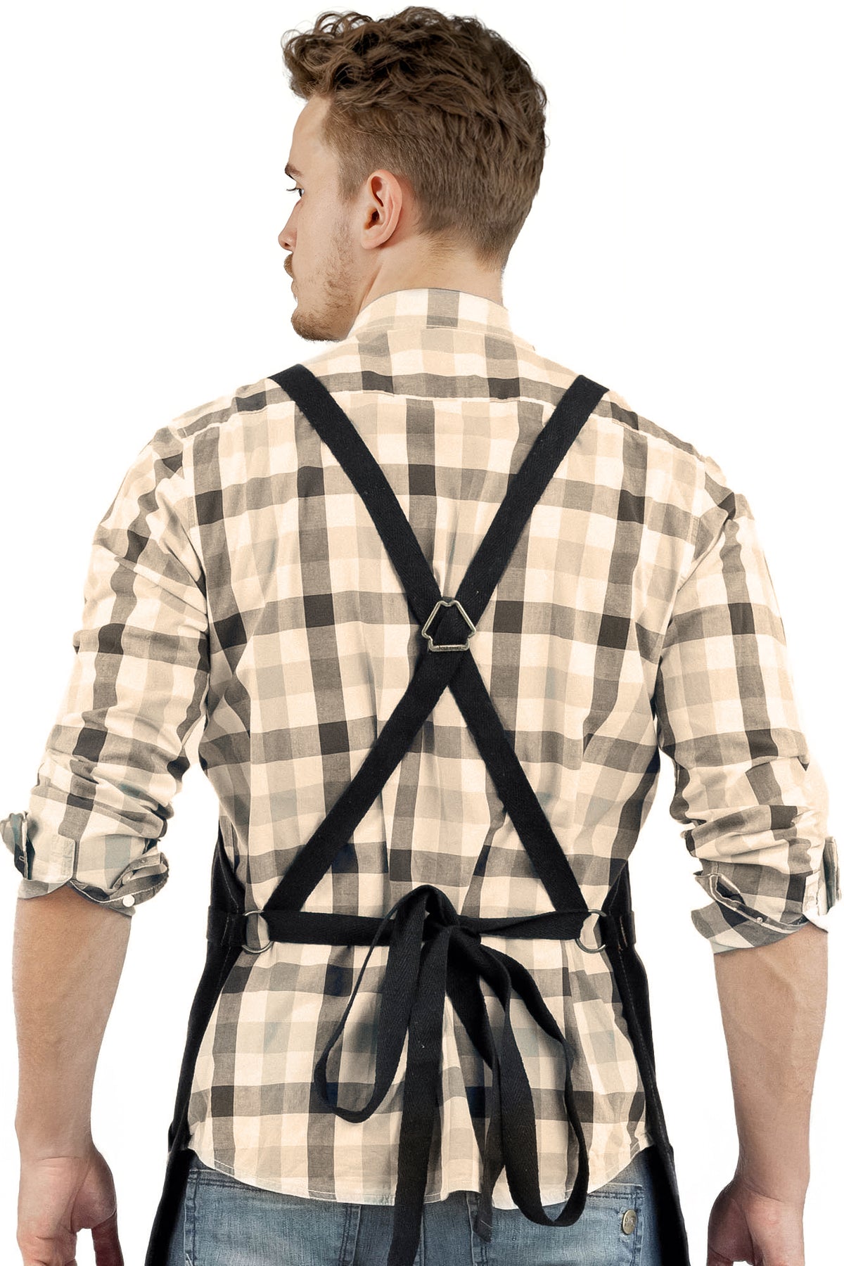 Work Apron - Waxed Canvas, Tool Pockets, CrossBack, Heavy-Duty, Chef, Woodwork, BBQ, Shop - Under NY Sky