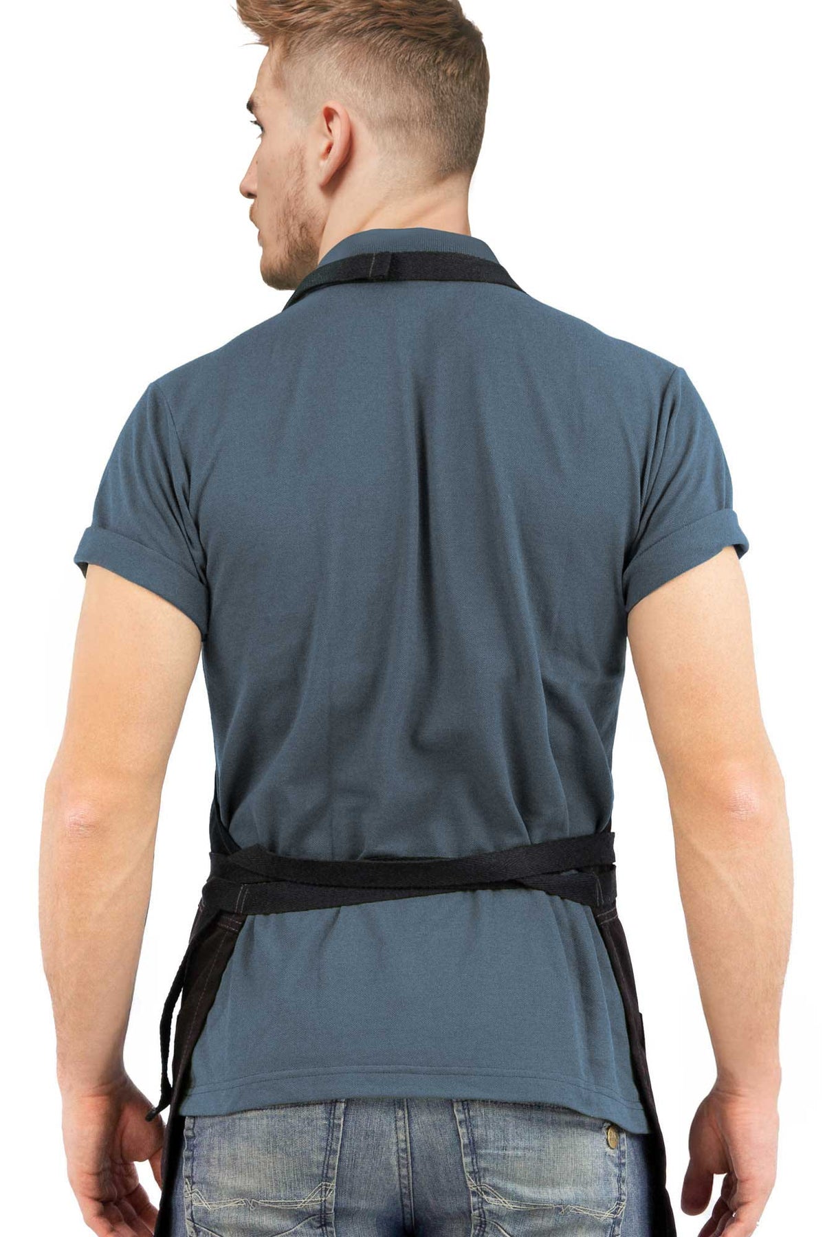 Chef Apron - Twill, No-Tie, Leather Trim, Split - Chef, Bartender, Barista, Grill, Shop - Under NY Sky