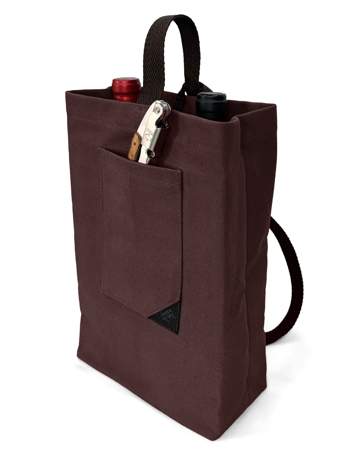 Wine Tote Bag, Portable Canvas Carrier w/ Shoulder Strap, Lightweight, Wine Gift for Travel &amp; Picnic -  Under NY Sky