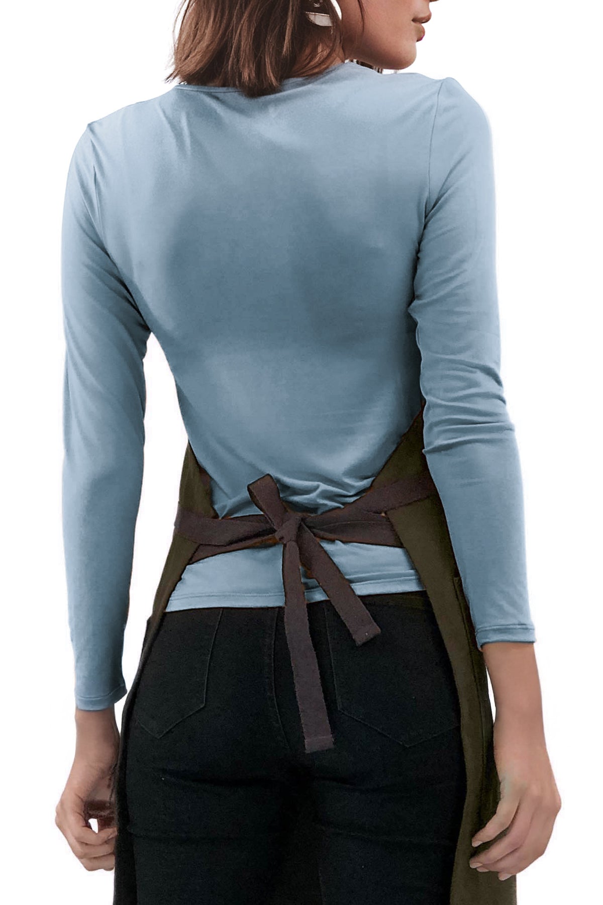 Utility Apron - Heavy-Duty Canvas, Folds into Knife Roll, Leather Trim - Chef, BBQ, Butcher - Under NY Sky 