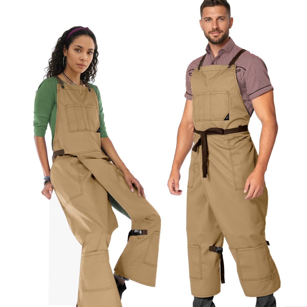 Pottery Apron – Full Split-Leg - Pro Denim & Twill – Cross-back, Leather Reinforcement - Ceramics - Under NY Sky