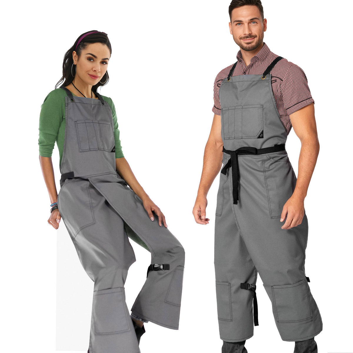 Pottery Apron – Full Split-Leg - Pro Denim &amp; Twill – Cross-back, Leather Reinforcement - Ceramics - Under NY Sky