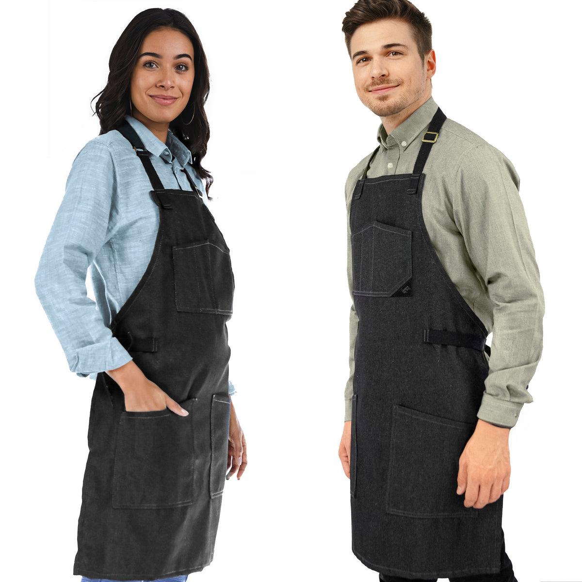 Chef Apron – Denim or Twill - Cotton Straps - Smart Pockets - Pro Chef, Cook, Barista, Bartender - Under NY Sky