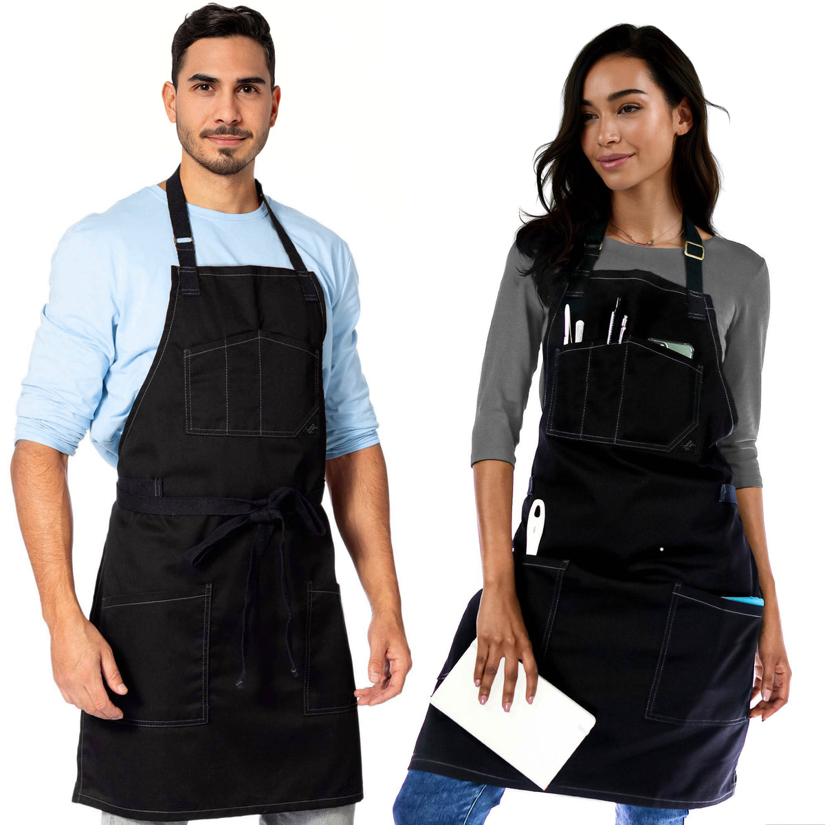 Chef Apron – Denim or Twill - Cotton Straps - Smart Pockets - Pro Chef, Cook, Barista, Bartender - Under NY Sky
