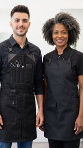 Barber Apron - Water & Chemical Proof, CrossBack, Zip or Flapped Pocket- Hairstylist, Coloris - Under NY Sky