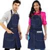 Denim Apron - Easy-Fastening, Leather Trim, Adjustable - Chef, Bartender, BBQ, Shop, Barber, Salon - Under NY Sky