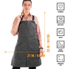 Leather Straps Apron - Denim or Waxed Canvas, CrossBack, Easy-Fastening - Carpenter, Shop, Work - Under NY Sky