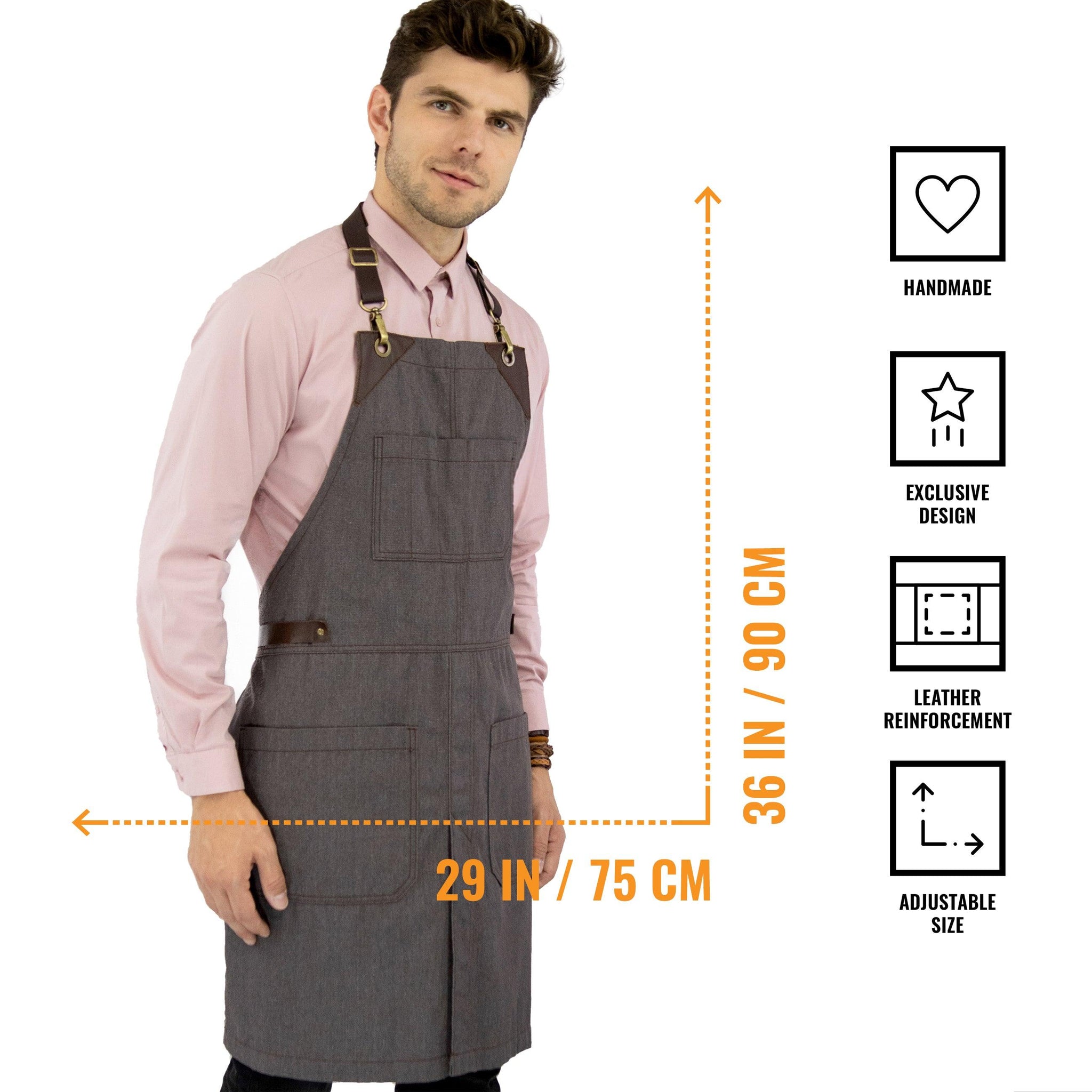 Cooking Chef Apron w/ Removable Leather Strap