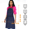 Denim Apron - Easy-Fastening, Leather Trim, Adjustable - Chef, Bartender, BBQ, Shop, Barber, Salon - Under NY Sky