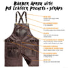 Barber Apron - Leather Straps, Pockets, Loops & Reinforcements - Crossback - Water Resistant - Under NY Sky