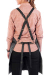 Leather Straps Apron - Denim or Waxed Canvas, CrossBack, Easy-Fastening - Carpenter, Shop, Work - Under NY Sky