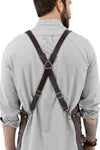 Barber Apron - Leather Straps, Pockets, Loops & Reinforcements - Crossback - Water Resistant - Under NY Sky
